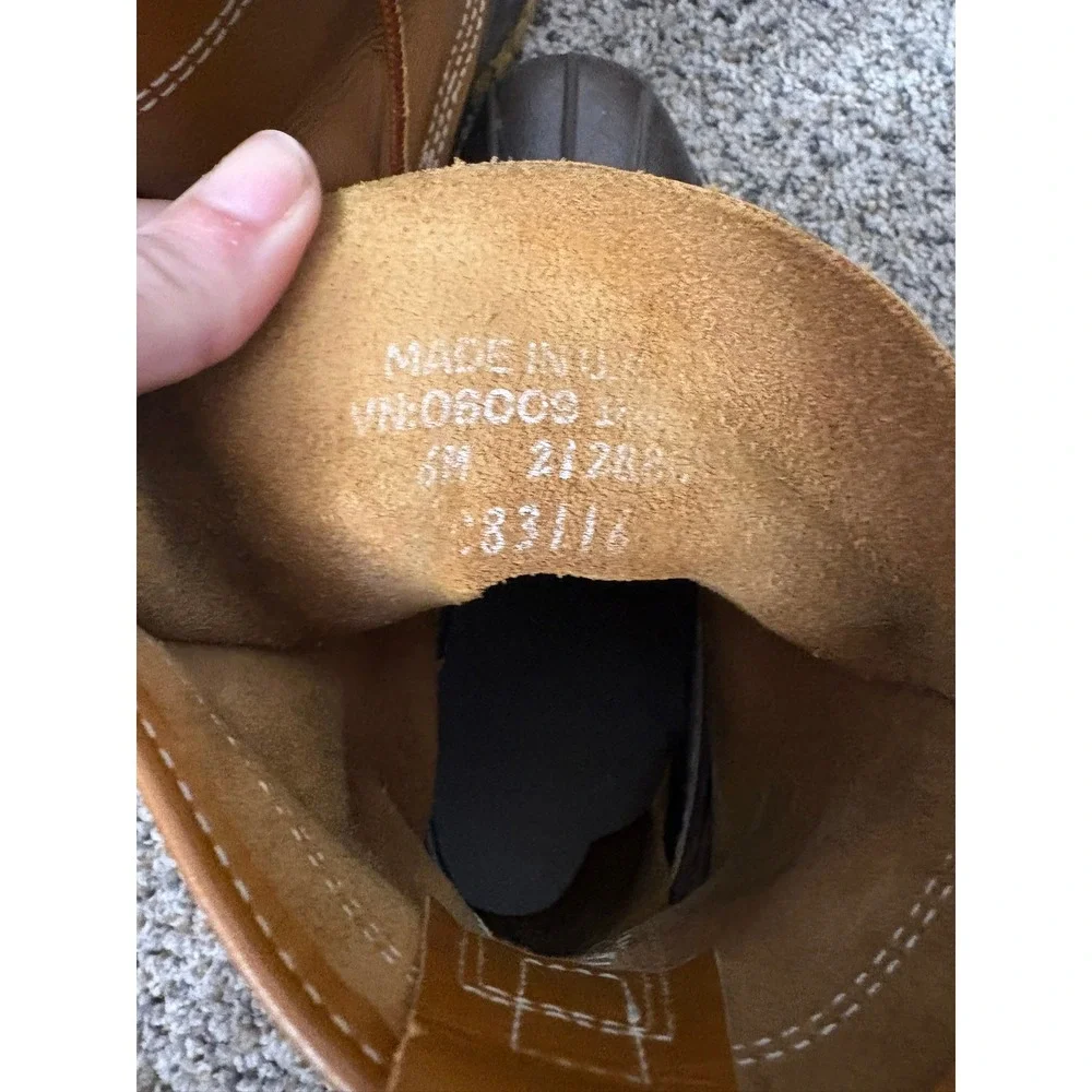 LL Bean Bean Boots 8 Inch Duck Boots 6M Tan Brown Made in USA Vintage Style